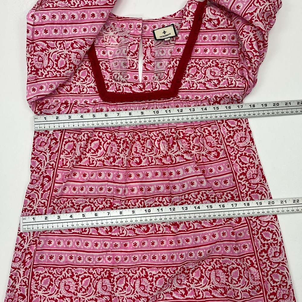 Tuckernuck Dress Pink City Prints Candy Daisy Rah Rah Mini Fringe Block Print M - Picture 11 of 16